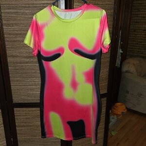 SHEIN Yellow, Pink & Black Dress